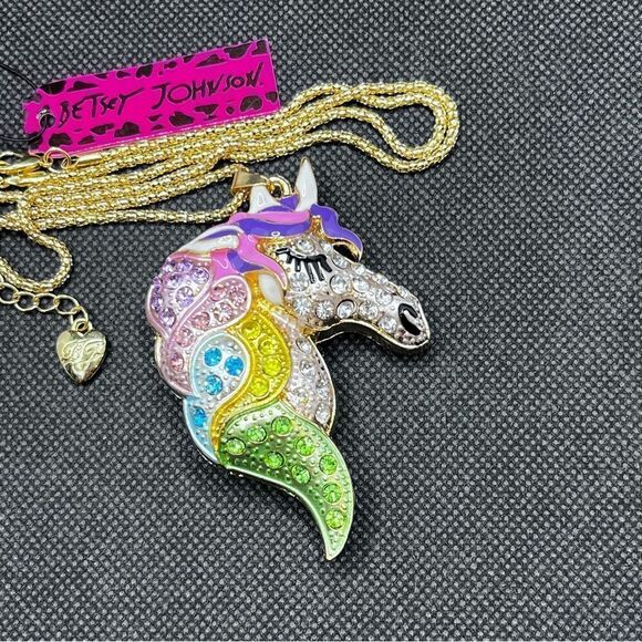 NECKLACE! Betsey Johnson Unicorn of Many Colors/Crystals in all shades! BNWT - Picture 2 of 6